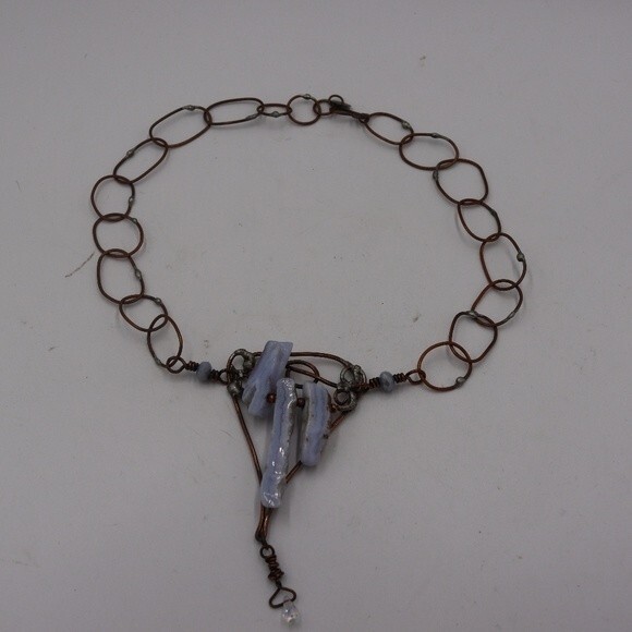 Handmade Copper Agate Necklace Gothic  Steampunk Crystal Copper Folk Art Mystic - Picture 6 of 10